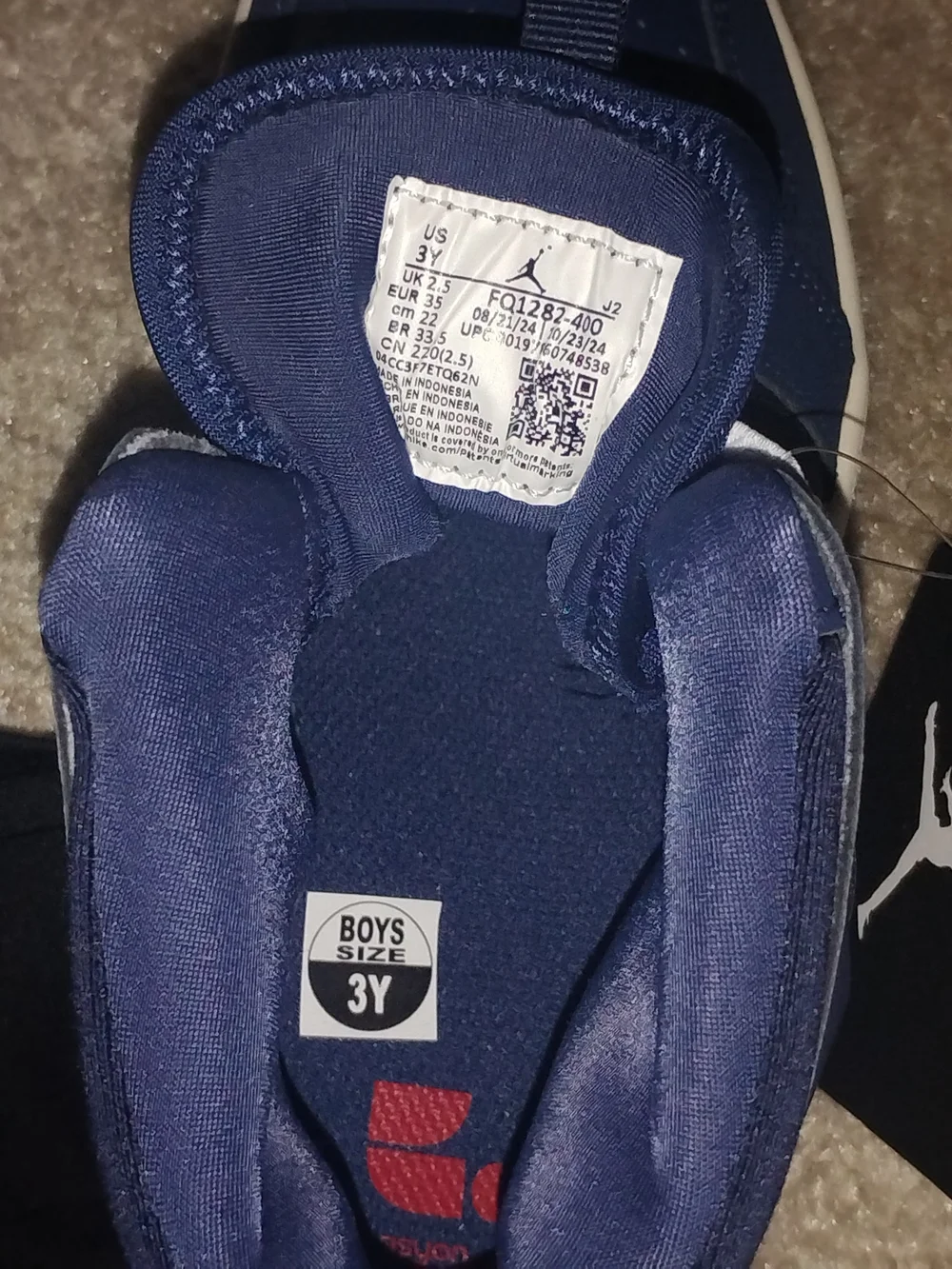 Jordan Boys Navy and White High-Top Sneakers